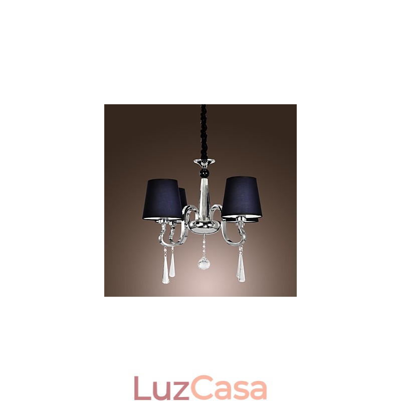 Lustre Vintage 4 Luzes Clássico Tecido Metal Pintura