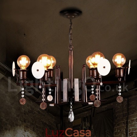 Loja de iluminação de cristal acrílico de aço estilo industrial, lustre pendente, luz Loja de iluminação de cristal acrílico de aço estilo industrial, lustre pendente, luz