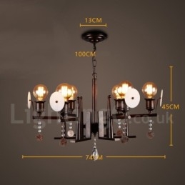 Loja de iluminação de cristal acrílico de aço estilo industrial, lustre pendente, luz