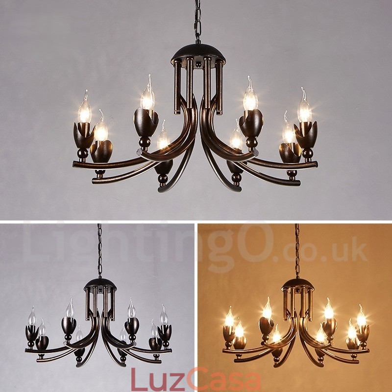 Loja de iluminação de aço estilo industrial, lustre pendente, luz