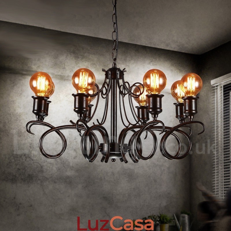 Loja de iluminação de aço estilo industrial, lustre pendente, luz