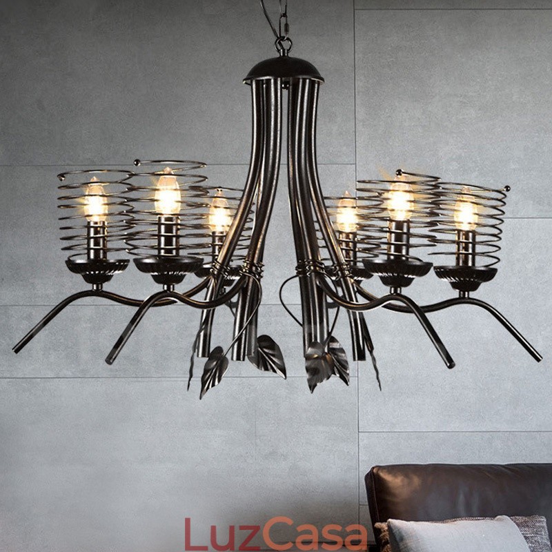 Loja de iluminação de aço estilo industrial, lustre pendente, luz