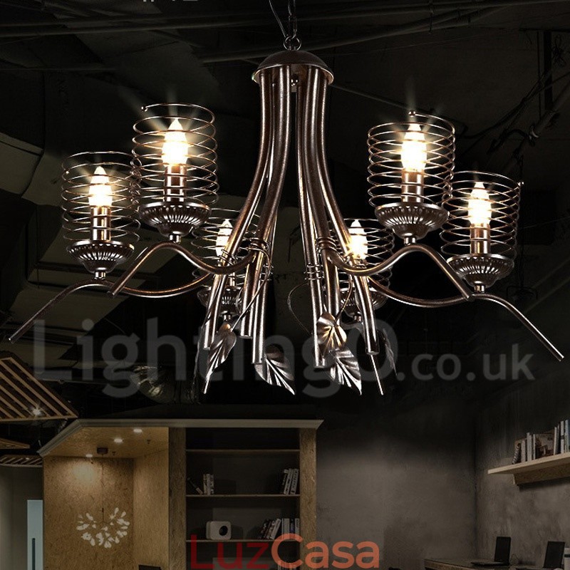 Loja de iluminação de aço estilo industrial, lustre pendente, luz