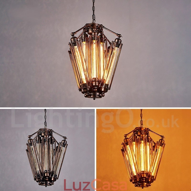 Loja de iluminação de aço estilo industrial, lustre pendente, luz