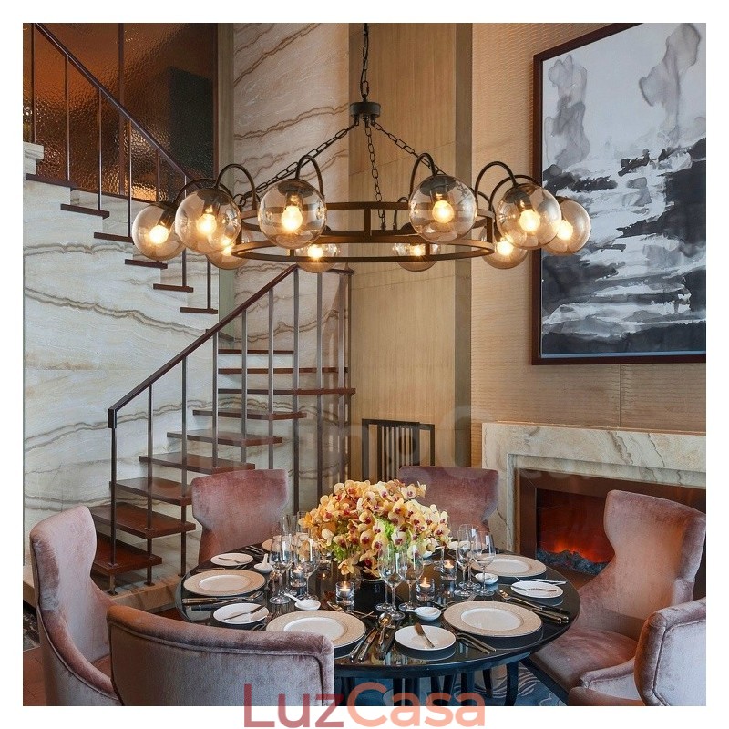 Loja de iluminação de aço estilo industrial, lustre pendente, luz