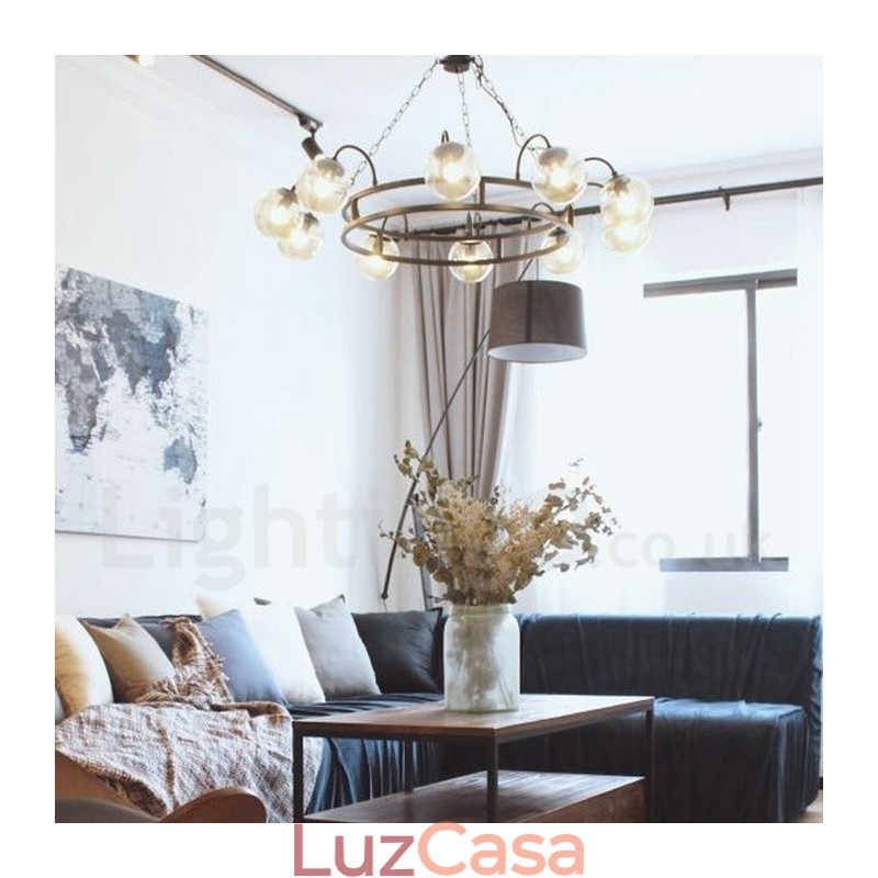 Loja de iluminação de aço estilo industrial, lustre pendente, luz