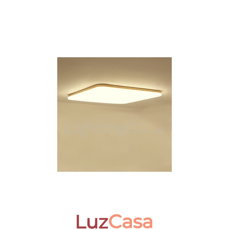Luminária de teto de acrílico de madeira maciça quadrada ultrafina