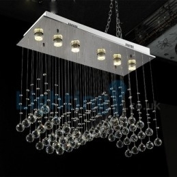 Lustre moderno contemporâneo, luminária pendente embutida, luz de gota de chuva de cristal