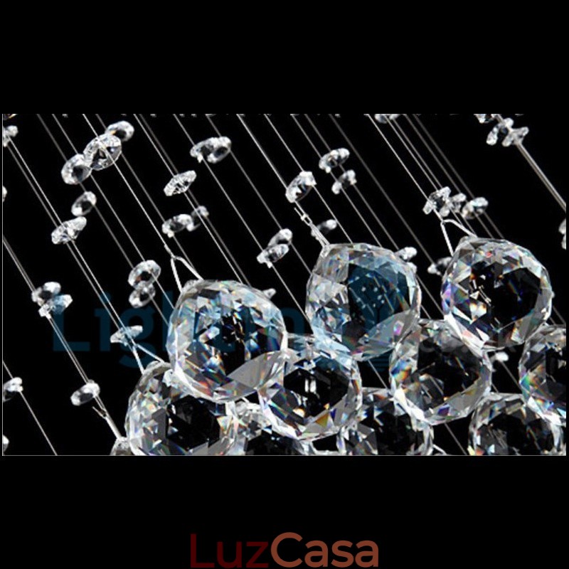 Lustre moderno contemporâneo, luminária pendente embutida, luz de gota de chuva de cristal