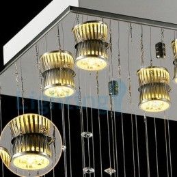 Lustre moderno contemporâneo, luminária pendente embutida, luz de gota de chuva de cristal