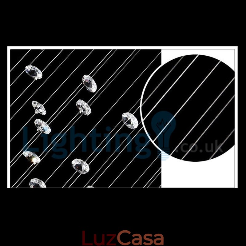 Lustre moderno contemporâneo, luminária pendente embutida, luz de gota de chuva de cristal