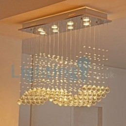Lustre moderno contemporâneo, luminária pendente embutida, luz de gota de chuva de cristal
