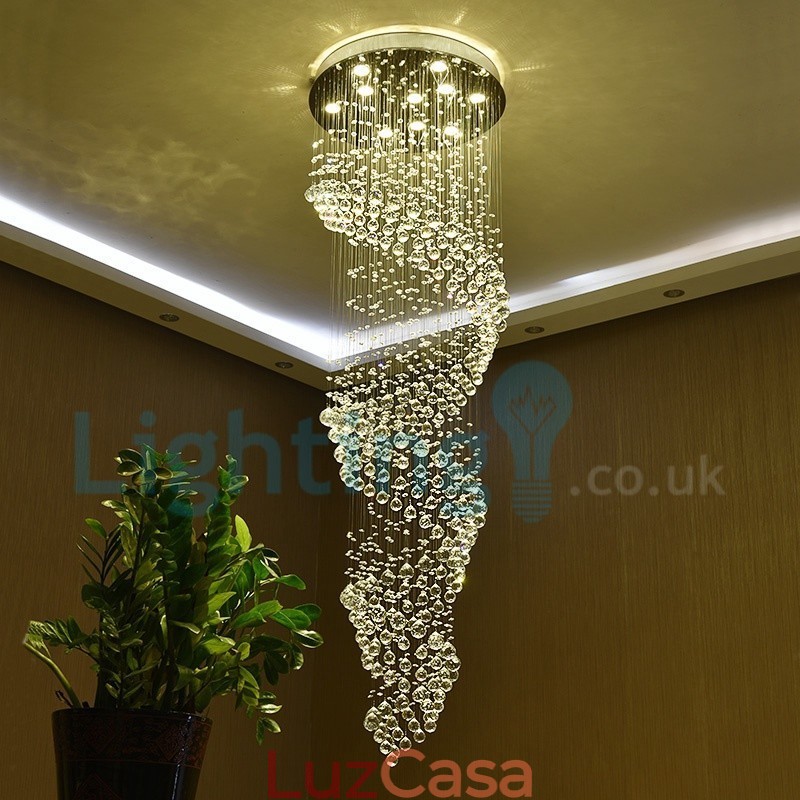 Lustre moderno contemporâneo, luminária pendente embutida, luz de gota de chuva de cristal
