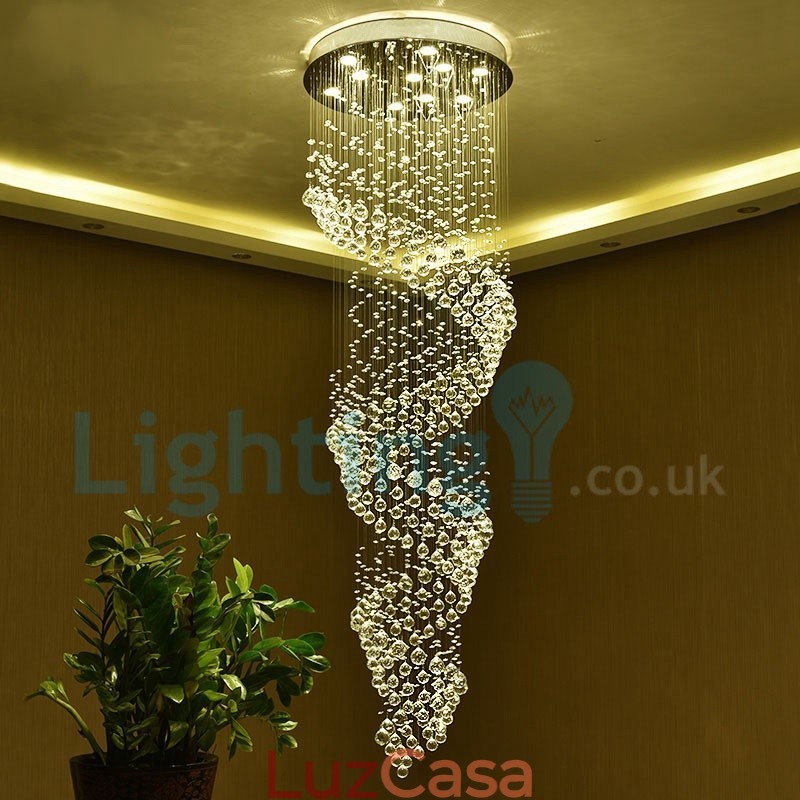 Lustre moderno contemporâneo, luminária pendente embutida, luz de gota de chuva de cristal