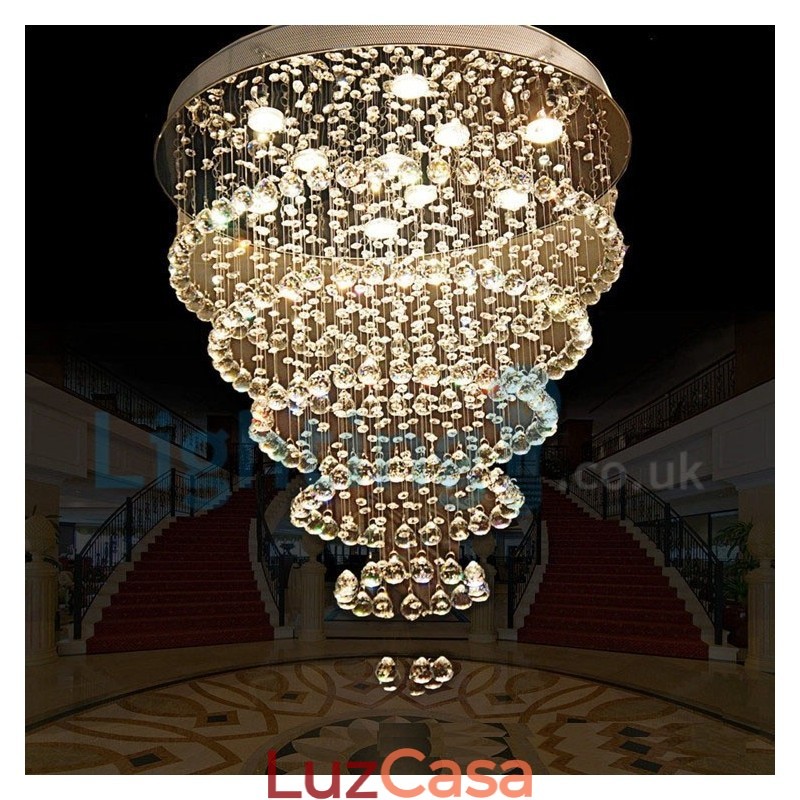 Lustre moderno contemporâneo, luminária pendente embutida, luz de gota de chuva de cristal