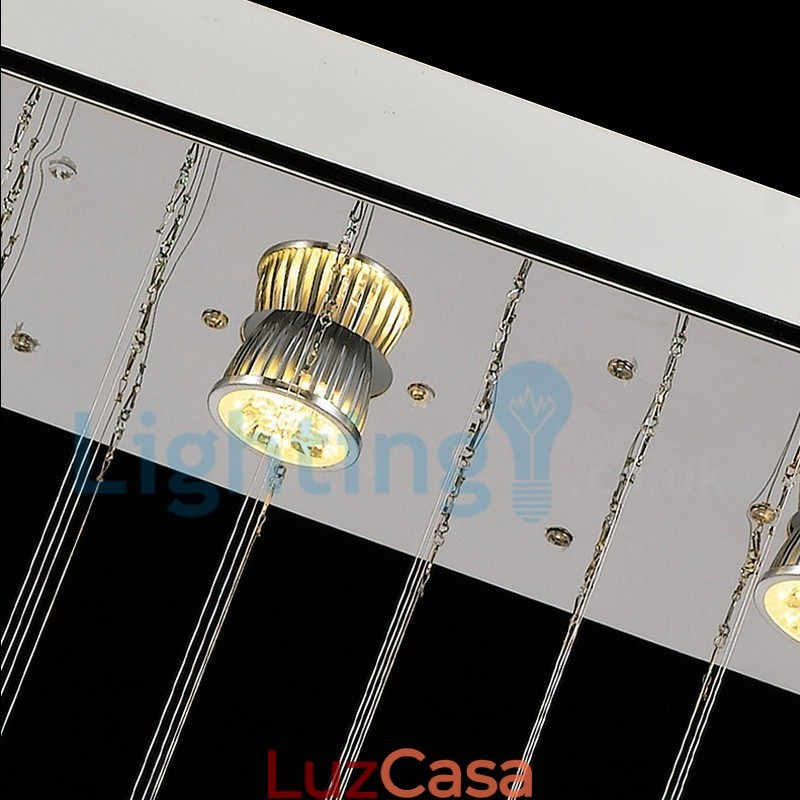 Lustre moderno contemporâneo, luminária pendente embutida, luz de gota de chuva de cristal