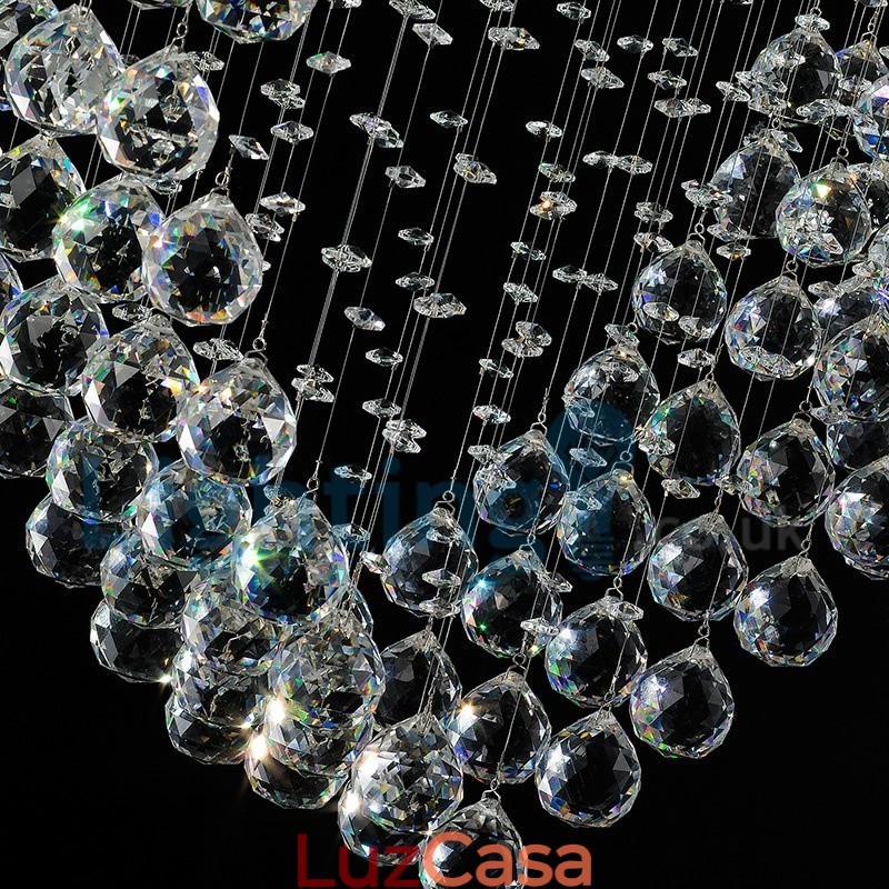 Lustre moderno contemporâneo, luminária pendente embutida, luz de gota de chuva de cristal