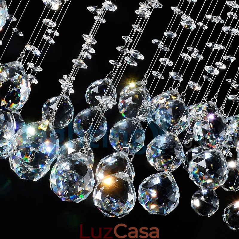 Lustre moderno contemporâneo, luminária pendente embutida, luz de gota de chuva de cristal