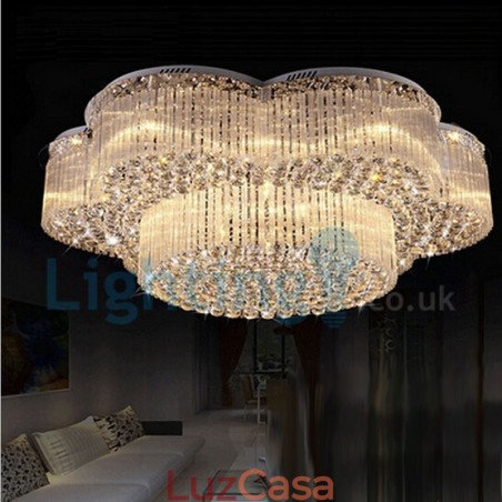 Lustre moderno contemporâneo, luminária pendente embutida, luz de gota de chuva de cristal Lustre moderno contemporâneo, luminária pendente embutida, luz de gota de chuva de cristal