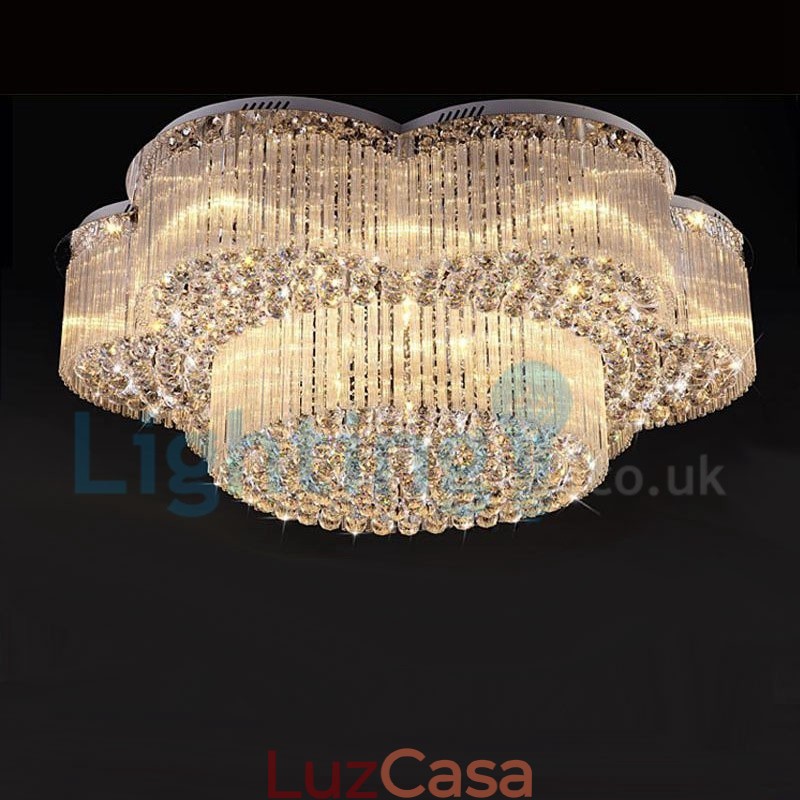 Lustre moderno contemporâneo, luminária pendente embutida, luz de gota de chuva de cristal