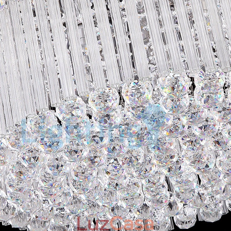 Lustre moderno contemporâneo, luminária pendente embutida, luz de gota de chuva de cristal