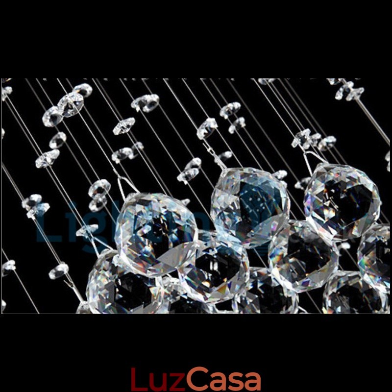Lustre moderno contemporâneo, luminária pendente embutida, luz de gota de chuva de cristal