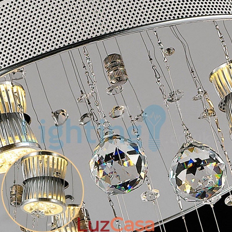 Lustre moderno contemporâneo, luminária pendente embutida, luz de gota de chuva de cristal