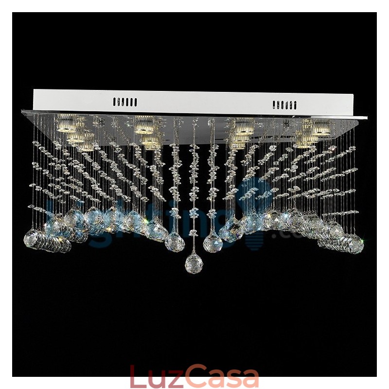 Lustre moderno contemporâneo, luminária pendente embutida, luz de gota de chuva de cristal