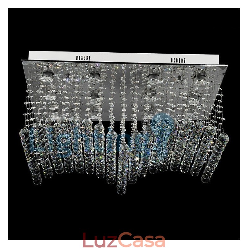 Lustre moderno contemporâneo, luminária pendente embutida, luz de gota de chuva de cristal