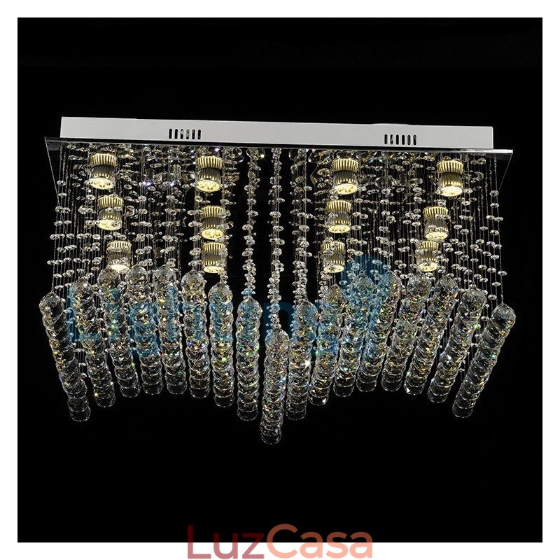 Lustre moderno contemporâneo, luminária pendente embutida, luz de gota de chuva de cristal
