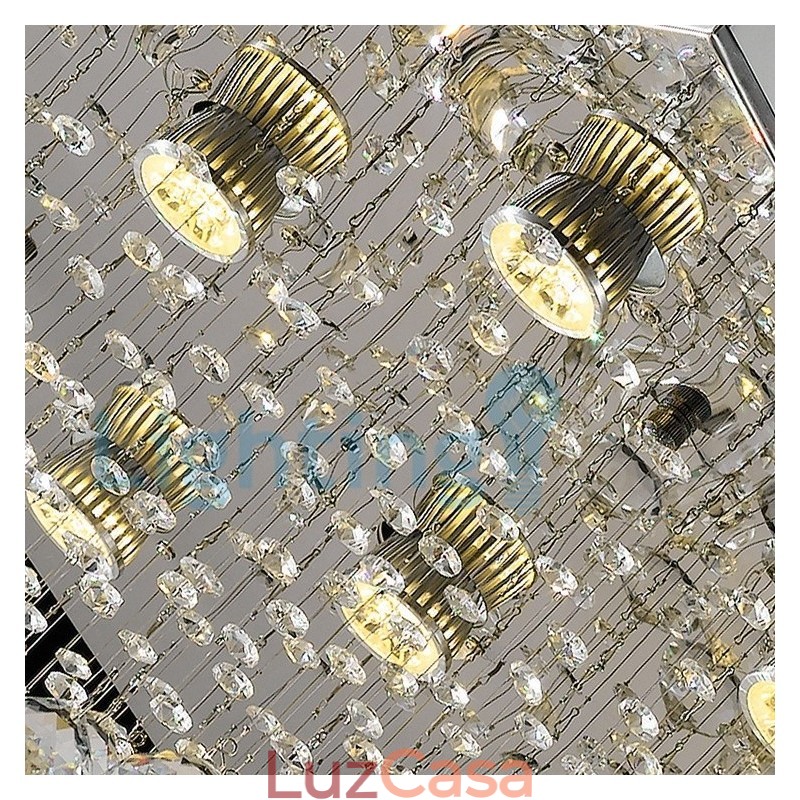 Lustre moderno contemporâneo, luminária pendente embutida, luz de gota de chuva de cristal