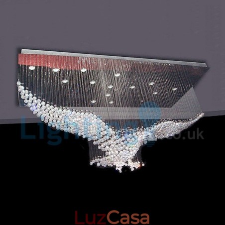 Lustre moderno contemporâneo, luminária pendente embutida, luz de gota de chuva de cristal Lustre moderno contemporâneo, luminária pendente embutida, luz de gota de chuva de cristal