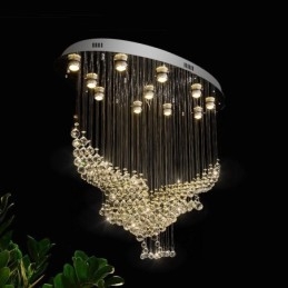 Lustre moderno contemporâneo, luminária pendente embutida, luz de gota de chuva de cristal