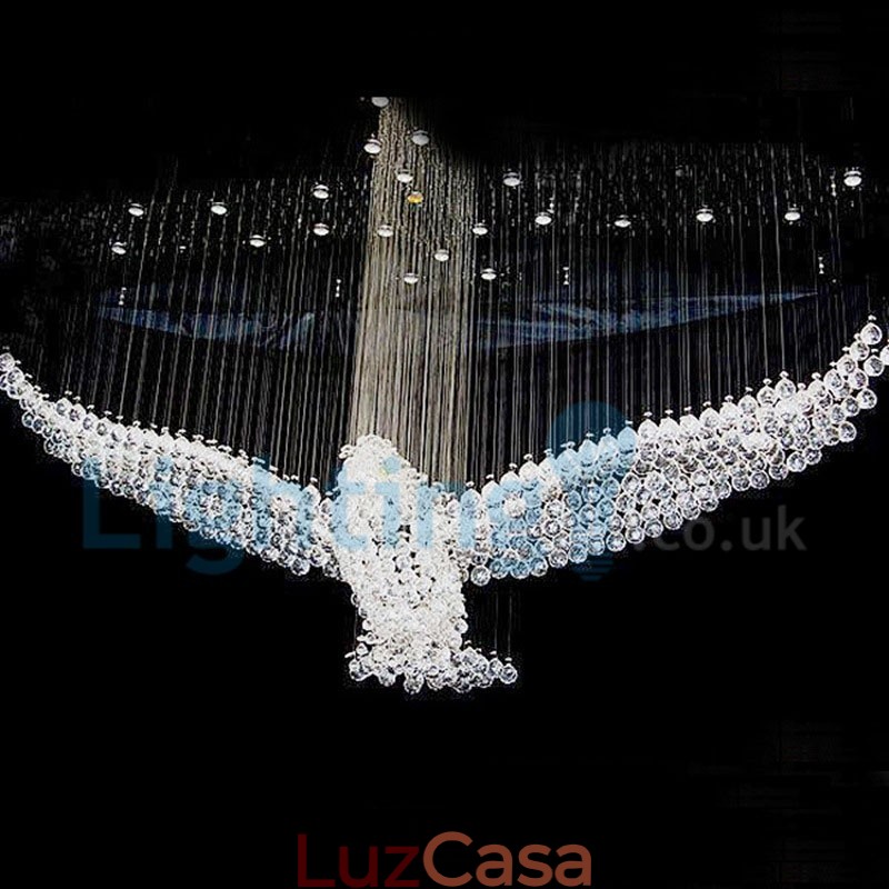 Lustre moderno contemporâneo, luminária pendente embutida, luz de gota de chuva de cristal