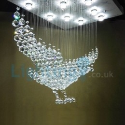 Lustre moderno contemporâneo, luminária pendente embutida, luz de gota de chuva de cristal