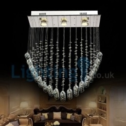 Lustre moderno contemporâneo, luminária pendente embutida, luz de gota de chuva de cristal