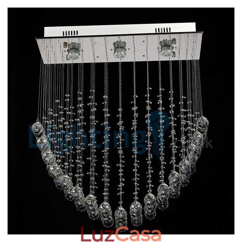 Lustre moderno contemporâneo, luminária pendente embutida, luz de gota de chuva de cristal