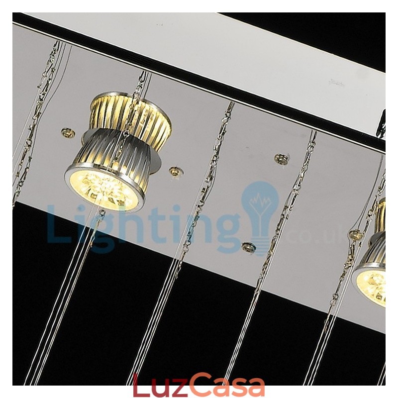 Lustre moderno contemporâneo, luminária pendente embutida, luz de gota de chuva de cristal