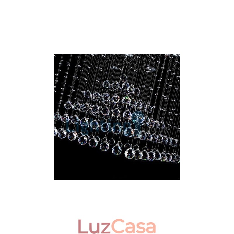 Lustre moderno contemporâneo, luminária pendente embutida, luz de gota de chuva de cristal
