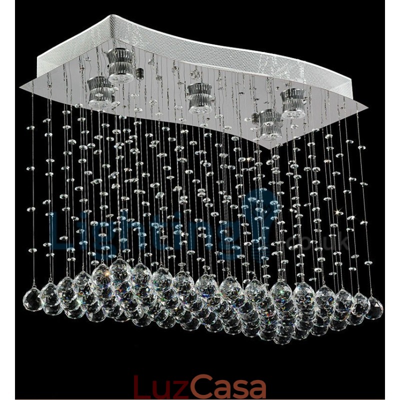 Lustre moderno contemporâneo, luminária pendente embutida, luz de gota de chuva de cristal