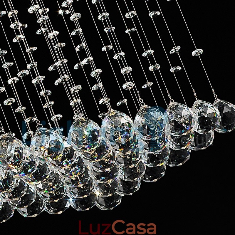 Lustre moderno contemporâneo, luminária pendente embutida, luz de gota de chuva de cristal