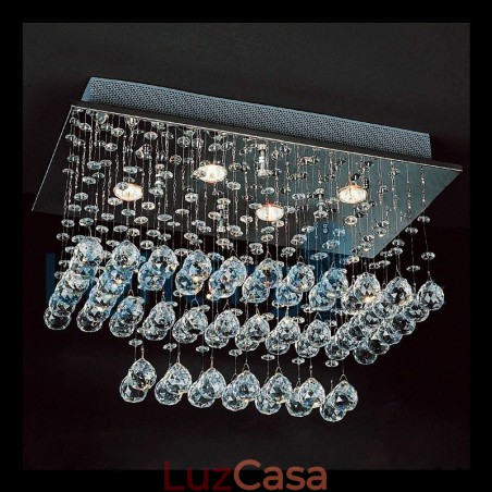 Lustre moderno contemporâneo, luminária pendente embutida, luz de gota de chuva de cristal Lustre moderno contemporâneo, luminária pendente embutida, luz de gota de chuva de cristal