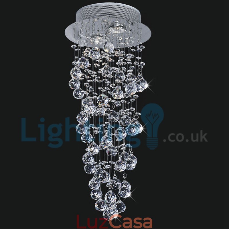 Lustre moderno contemporâneo, luminária pendente embutida, luz de gota de chuva de cristal