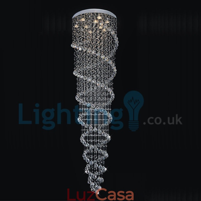 Lustre moderno contemporâneo, luminária pendente embutida, luz de gota de chuva de cristal