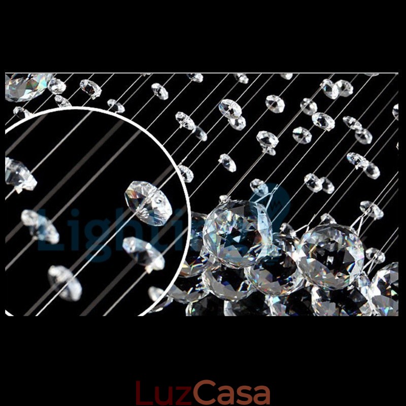 Lustre moderno contemporâneo, luminária pendente embutida, luz de gota de chuva de cristal