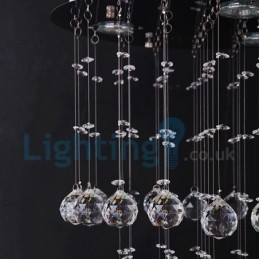 Lustre moderno contemporâneo, luminária pendente embutida, luz de gota de chuva de cristal