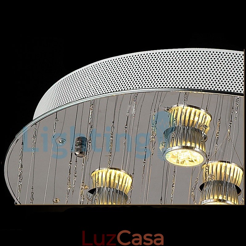 Lustre moderno contemporâneo, luminária pendente embutida, luz de gota de chuva de cristal