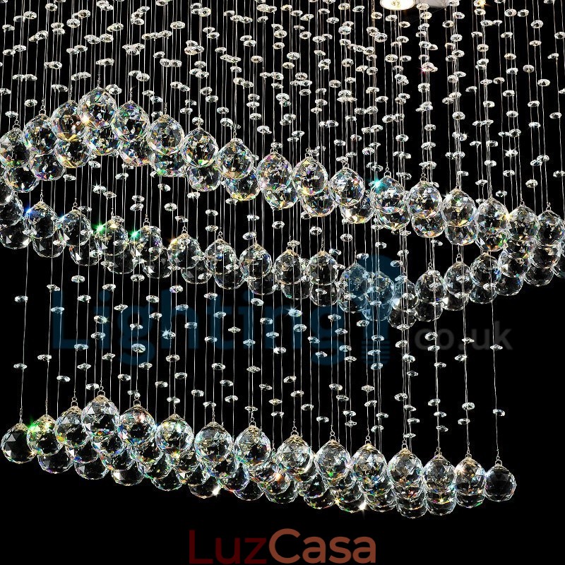 Lustre moderno contemporâneo, luminária pendente embutida, luz de gota de chuva de cristal