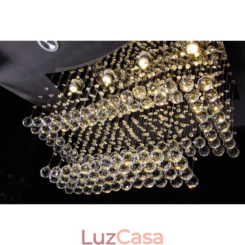 Lustre moderno contemporâneo, luminária pendente embutida, luz de gota de chuva de cristal