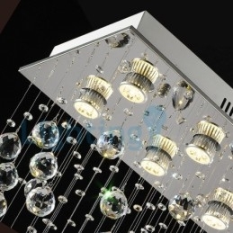 Lustre moderno contemporâneo, luminária pendente embutida, luz de gota de chuva de cristal